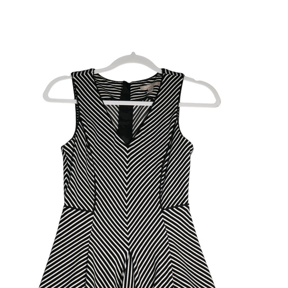Banana Republic Dress Womens Size 2 Black White Diagonal Stripe Fit and Flare - Picture 2 of 11